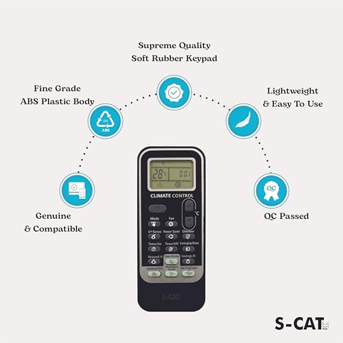 Image of S-CAT Compatible with Whirlpool AC Remote Control Climate Control Model DG11J1-52 (No Backlight) 192 Suitable for Split /Window AC (Match Old Remote Exactly, for Any Issues Contact Customer Care)