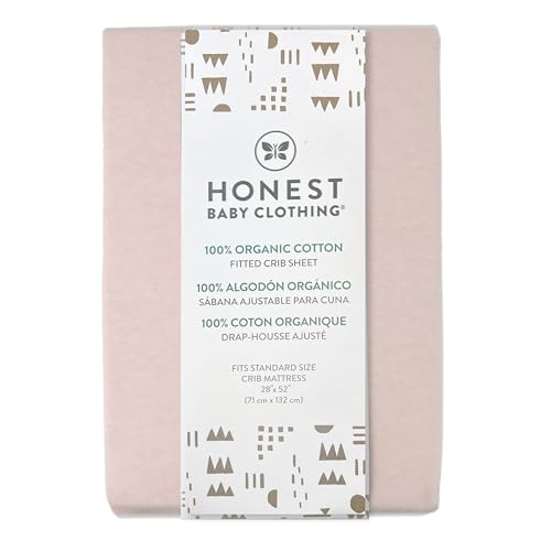 Image of HonestBaby Unisex-Baby Classics Fitted Crib Sheets Set Standard Mattress, 100% Organic Cotton Baby Boys, Girls, Neutral, 1 Pack - Peach Skin Papercut Floral, One Size