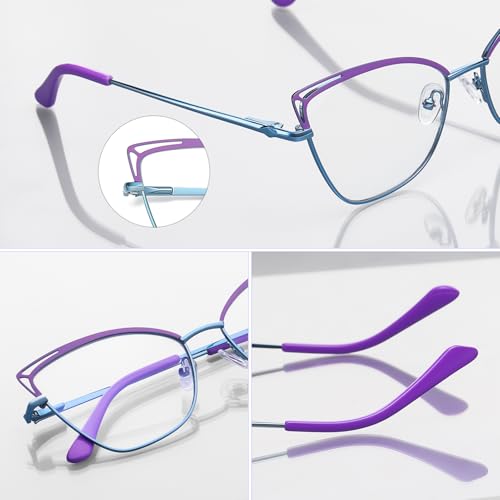 Image of Blue Light Glasses Cateye Women Fake Eyeglasses Anti Eye Strain Computer Glasses Clear Lens