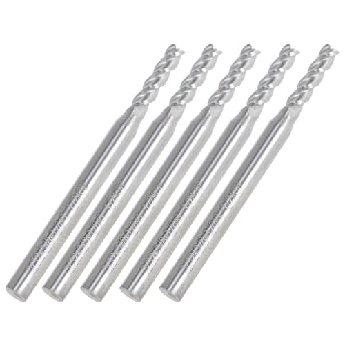 Image of 5Pcs 3 /32 Inch 4 Flute Helix Carbide Square End Mill, TiAlN Finish, Fit for CNC, Engraving Machine Carbon Steel, Mould Steel