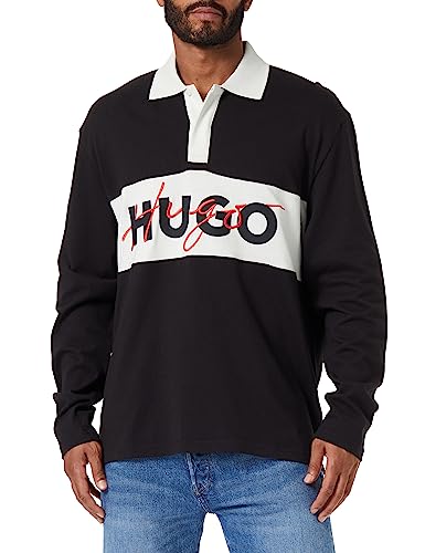Polo HUGO Hommes Dilvret en jersey de coton noir à double logo chic