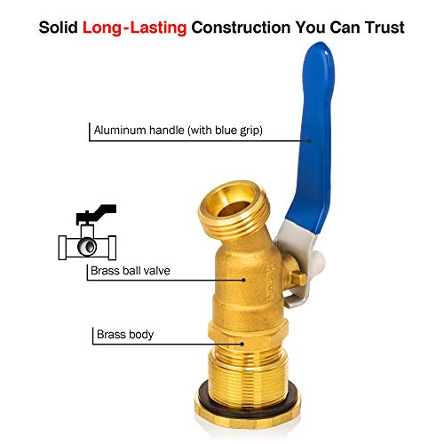 Renator Brass Rain Barrel Spigot Kit. LeadFree Compliant. 3/4 Inch