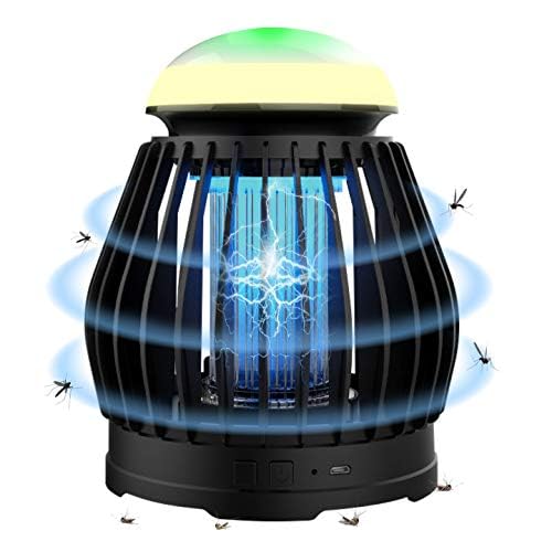 ELECDONUSB Recha rgeable Mosquito Killer Lamp, Electricity UV Trap with 3 Lighting Modes and 8-Color Breathing RGB Light Bug Zapper for Indoor and Outdoor
