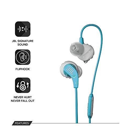 Image of JBL Endurance Run Wired in Ear Earphones with Mic (Blue, Teal)