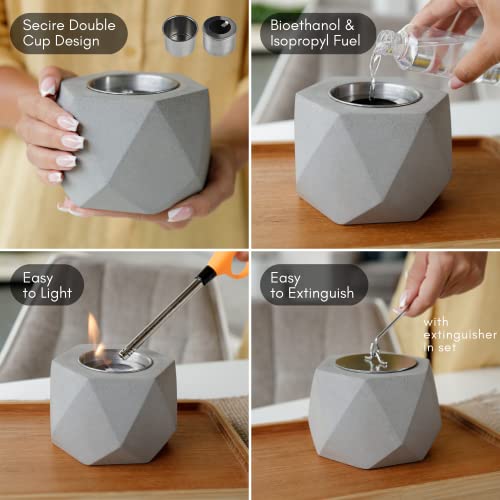 Portable Tabletop Fire Pit Set With 4 Smores Sticks - Gift Idea - Mini Smokeless Table Top Firepit Concrete Bowl For Indoor & Outdoor Use On Patio, In Room Or Kitchen - Cozy Personal Fireplace #TOP2