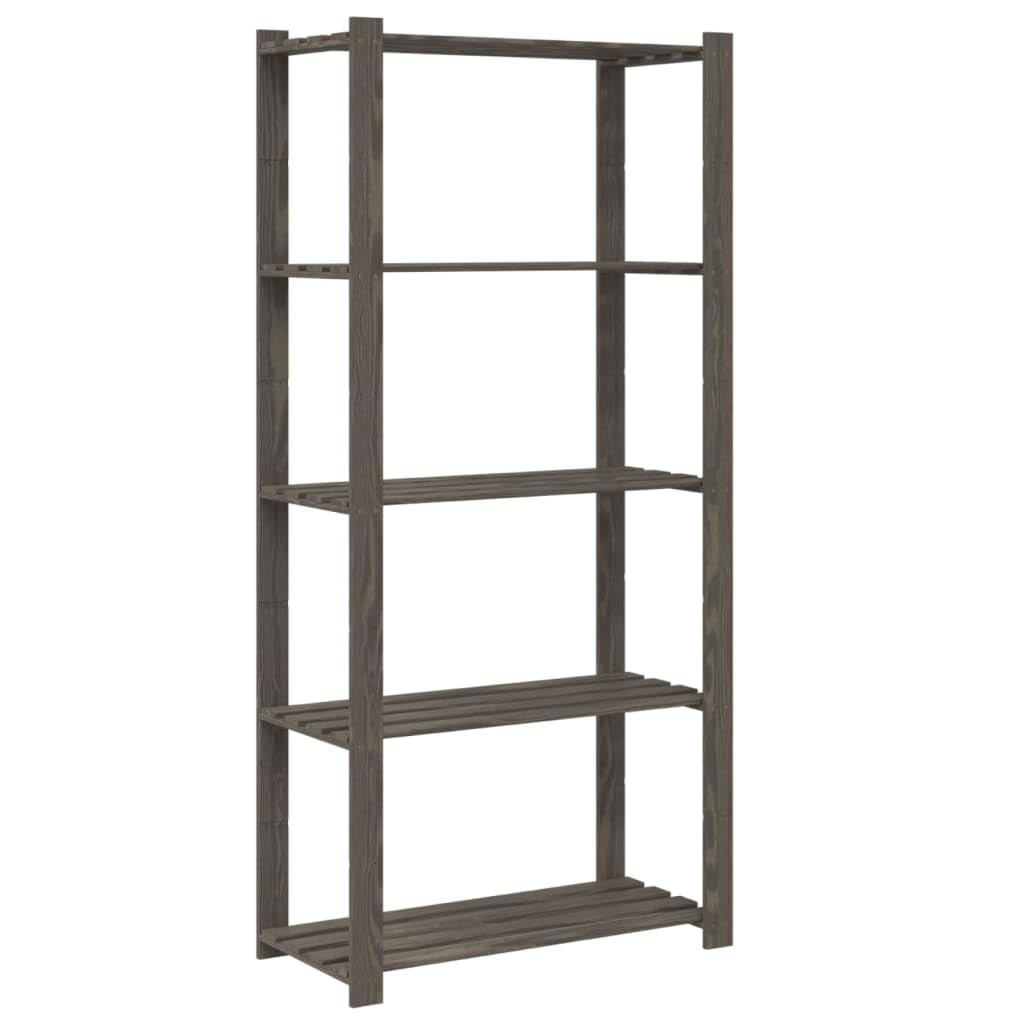 LAPOOH Estantería de 5 Niveles Madera Maciza Pino Gris 80x38x170 cm, Estanterias Almacenaje, Estanterias Trastero, Estanterias para Garaje, Estantes para Herramientas, Estanteria Almacen - SPU:373385