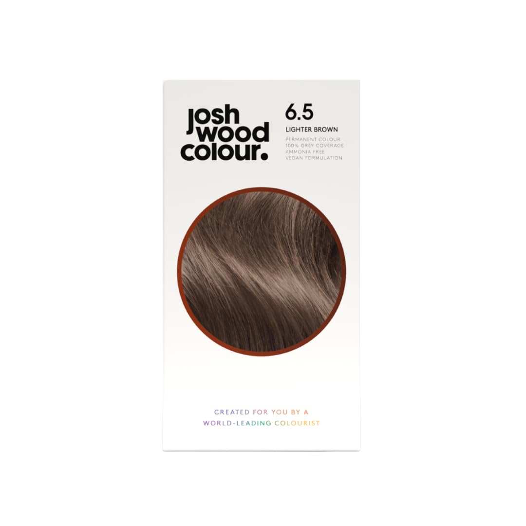 Josh Wood Colour - Ammonia-Free Hair Dye - Permanent Hair Colour with 100% Grey Coverage - Vegan Friendly, Natural-Looking Results, Shiny & Hydrated Hair | 6.5 (Lighter Brown)