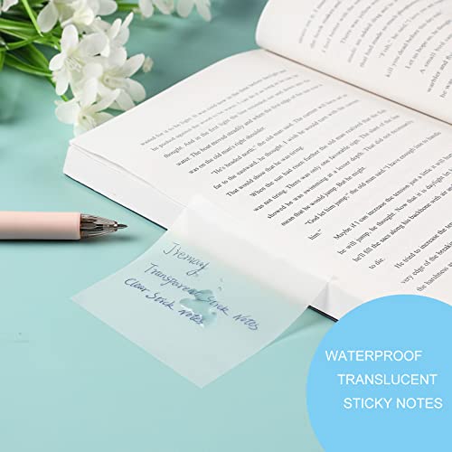 Image of Sileni 600 Pcs Transparent Sticky Notes Pad, Clear Sticky Notes for Books Message Reminder, Waterproof self-Adhesive Translucent Sticky Notes, 12 Packs (3 inchx3 inch)