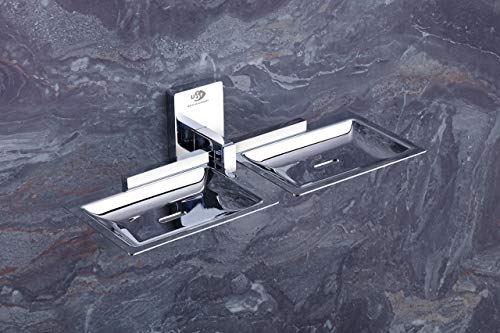 Image of USF Premium Soap Holder for Bathroom, 304 Grade Stainless Steel Double Soap Dish, Wall Mounted & Modern Utility Structure, Chrome Finish, 25 Years Warranty, Pack of 1 - Orizon