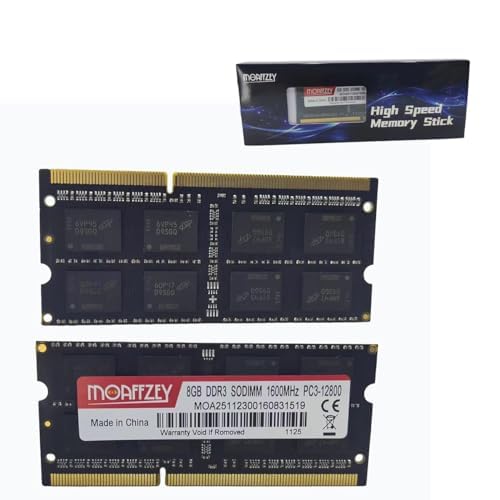 Moaffzey Memoria RAM DDR3 de 1600 MHz, 8 GB (2 x 4 GB) 1,35 V CL11 DDR3L SODIMM (PC3-12800), memoria de computadora, módulos de memoria RAM para portátil