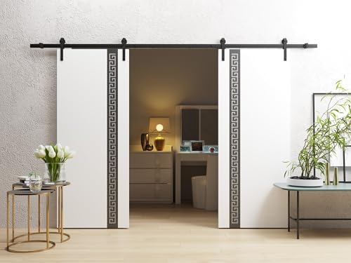 Image of Sartodoors Interior Door 3330 Slab White with Frosted Glass Solid Wood with Honeycomb core Modern Design 42 x 80 in