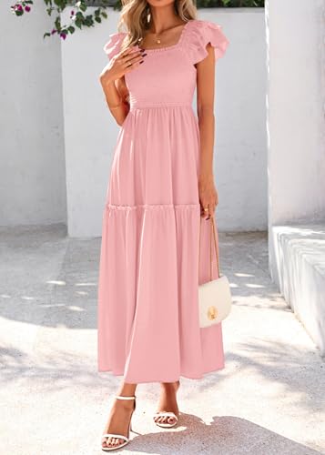 Image of KIRUNDO Smocked Summer Midi Dresses for Women 2026