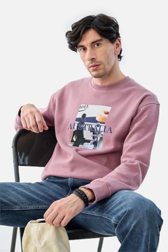 Image of SNITCH Men's Sweatshirt | Trendy Graphic Print Pullover with Drop Shoulder | Stylish & Cozy Cotton Blend Soft Fabric for Everyday Casual Wear