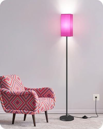 Image of Floor Lamp, Pole Lamp with Foot Switch, Modern Standing Lampshade, Minimalist Freestanding Lamp (Bulb Not Included), for Living Room, Bedroom ETL Listed, Pink Purple and Black Z07LD05