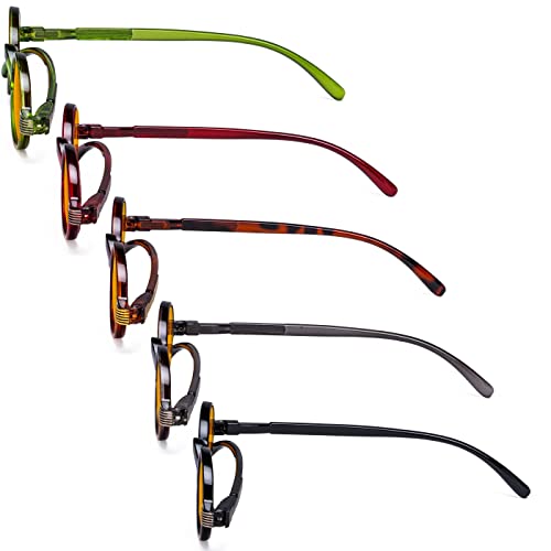 Image of Eyekepper 5 Pack Computer Reading Glasses Small Round Blue Light Filter Readers Orange Tinted +0.50