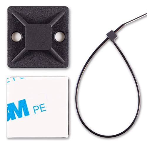 Adhesive-Backed Cable Tie Mounts (100 Pack Black)