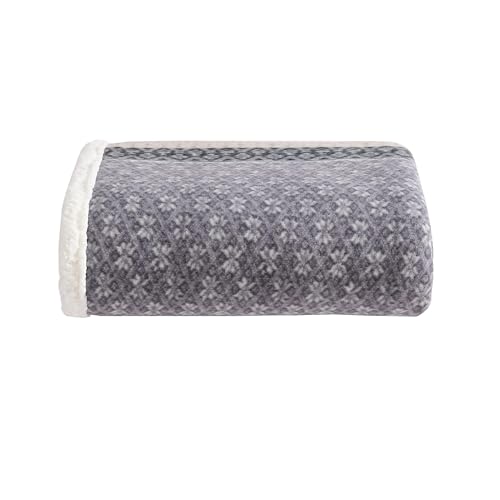 Eddie Bauer - Throw Blanket, Super Soft Reversible Sherpa & Brushed Fleece Bedding, Ideal Christmas & White Elephant Gifts, Cozy Plaid Throw Blankets For Couch for Bed or Couch (Fair Isle Dark Steel, 50