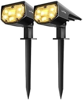 LITOM 12 LEDs Solar Landscape Spotlights, IP67 Waterproof Solar Powered Wall Lights 2-in-1