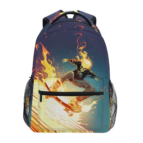 JIPONI Mochila Ghost Rider para meninas e meninos, mochila escolar para estudantes, mochila de viagem para laptop, Multi, One Size