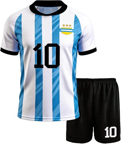 Kids Soccer Jersey Set Football Uniform Kit with Shirt Shorts for Boys Girls,Soccer Sports Fan Gift Gear (Blue, 8-9 Years)