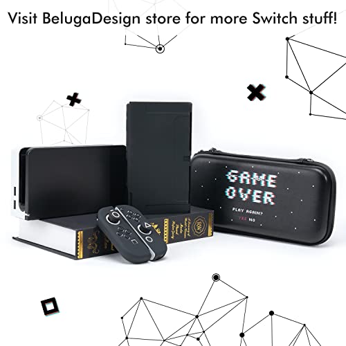 Belugadesign Switch Case Dock Cover Bundle | Pastel Cute Sakura Soft Silicone Dockable Protective Snap On Shell With Hard Dock Slip Sock Set For Women Girls | Compatible With Nintendo Switch (Switch Oled, Solid Black) #TOP6