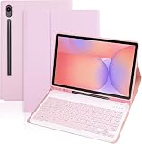 KTOITION Funda con Teclado para Samsung Galaxy Tab S10 Lite 5G / S10 FE / S9 FE / S9 10.9' / 11' (2025/2023), Teclado Español Ñ Bluetooth Desmontable con Soporte Integrado para S-Pen, (Rosa)