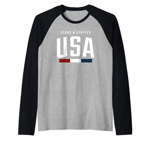 Stars & Stripes USA Red White Blue Raglan Baseball Tee, Black