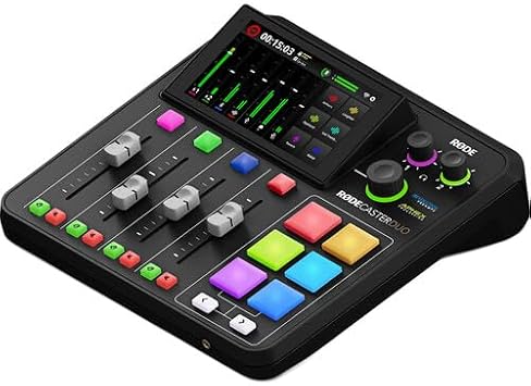 RODE RODECaster Duo Integrated Audio Production Studio | Compact Mixer with Dual USB Interface & Bluetooth | For Podcasting & Streaming (RCDUO) + Headphones + Podcast Microphone + 32GB Card + More