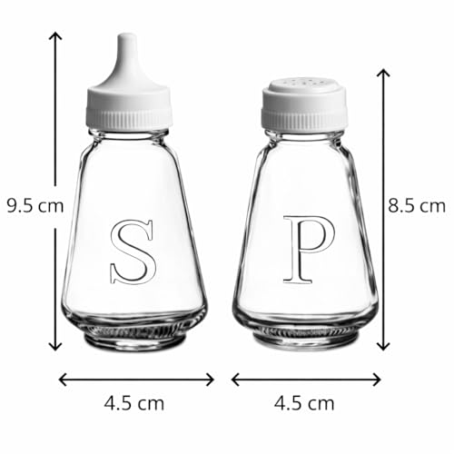 Ensemble salière et poivrière en verre avec couvercles – Salière et poivrière rechargeables transparentes avec S & P en relief – Ensemble classique pour cuisine et salle à manger – vue 2