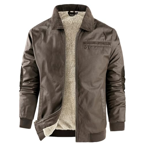 Generisch Chaqueta de forro polar para hombre delgada ligera: chaqueta de invierno forrada de forro polar chaqueta térmica solapa chaqueta de franela de corte ajustado chaqueta exterior con cremallera