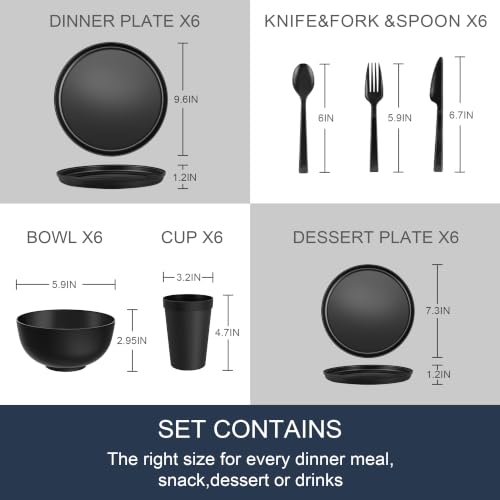 42 Piece Dinnerware Set for 6, Unbreakable Plates and Bowls Sets by ROXVENTAR - Used condition - Image 8