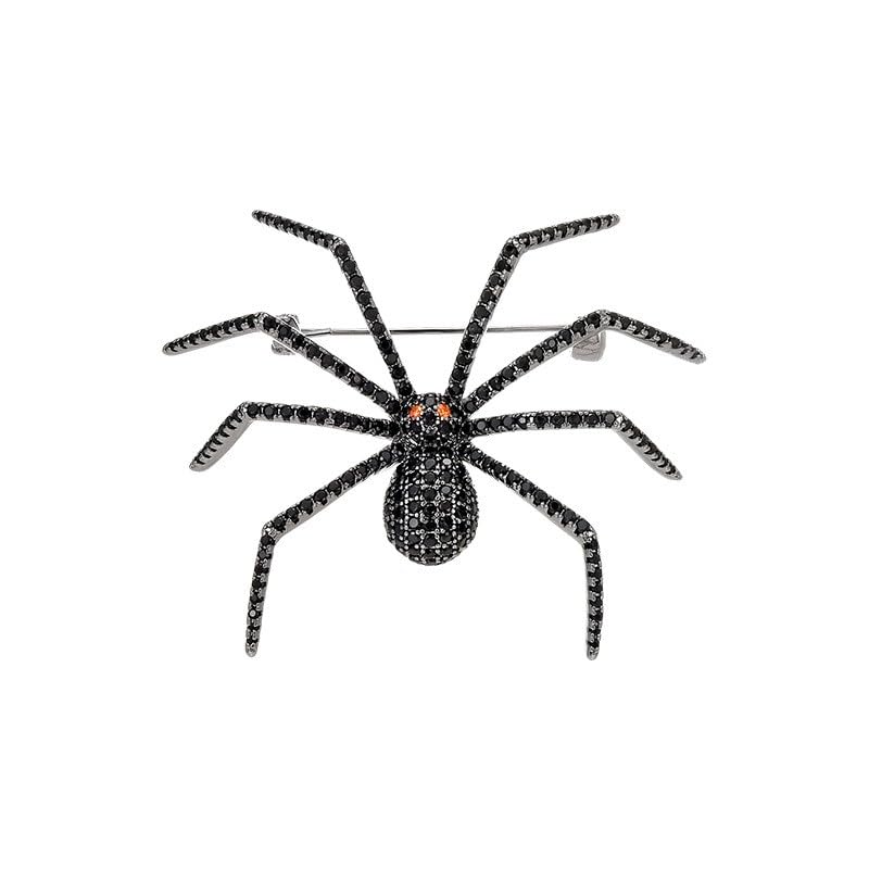 Image of Halloween Spider Brooch Black Rhinestone Spider Brooch Pin Halloween Accessories Jewelry for Women Men