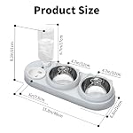 3 in 1 Cat Bowl, Cat Food and Water Bowl Set with Water Dispenser and Stainless Steel Bowls, 15° Tilted Pet Raised Three Bowls for Indoor Cats, Small or Medium Sized Dogs - Image 5