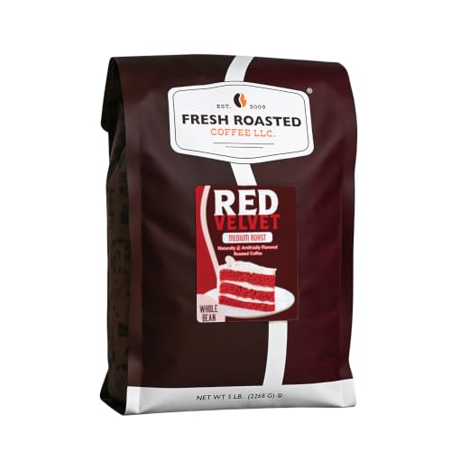 Fresh Roasted Coffee, Red Velvet Flavored Whole Bean Coffee, Medium Roast, Kosher, 5 lb (80 oz)