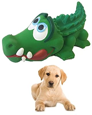 Crocodile Sensory Dog Toy Natural Rubber (Latex), Lead-Free & Chemical-Free, Handpainted, Soft & Squeak