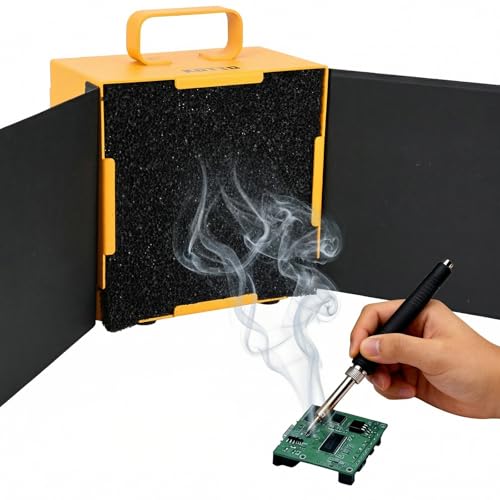 KOTTO Solder Smoke Absorber New with Removable Magnetic Flaps Remover Fume Extractor Smoke Prevention Absorber DIY Working Fan for Soldering Station (Yellow) by KOTTO - Used condition - US$42.71
