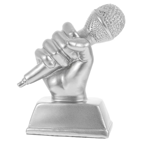 IMIKEYA Microphone Trophies Silver Appreciation Gift Award Medals Golden Microphone Trophy Mic Trophy Speech