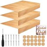Picture of Hoolerry 3 Sets Wire Shelf Covers Wood Wire Rack Covers for Shelving Pantry Closet Removable Closet with 18 Grain Stickers for Pantry Home and Kitchen Organization(24 x 16 Inch,Wood Color)