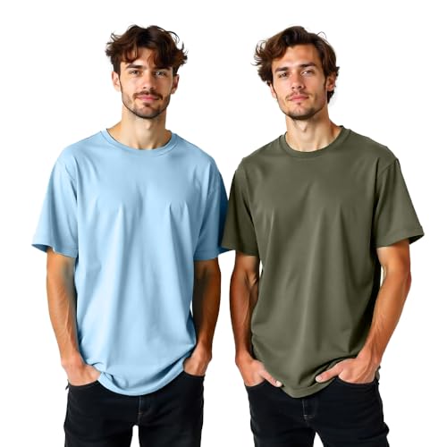 T-shirt surdimensionné coton épais lot de 2 t-shirts amples col rond homme