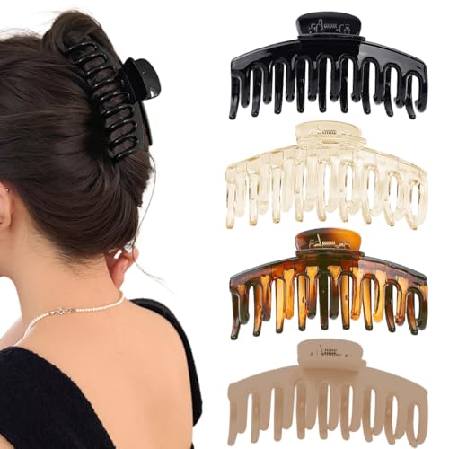 JEYORZY 4 pcs Pinzas Para Pelo, Pinzas Para Pelo Mujer, Grandes de Garra para Pelo Clip, Pinzas de Pelo Grande Clip de Garra Grande Antideslizante, Plástico Pinza de Pelo Plátano de Garra para Niñas