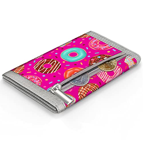 Kids Wallet For Boys & Girls 4-18,Kids Trifold Wallet With Zippered Coin Pocket,Novelty Wallet For Childrens Gifts (Donut) #TOP1