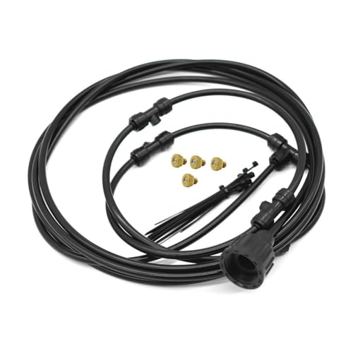 Sarngk Kit de Ventilador Nebulización para Exteriores, Anillo Pulverización de 9,8 Pies (3 Metros) Línea Nebulización para Refrigeración, para Refrigeración Al Aire Libre (Negro)