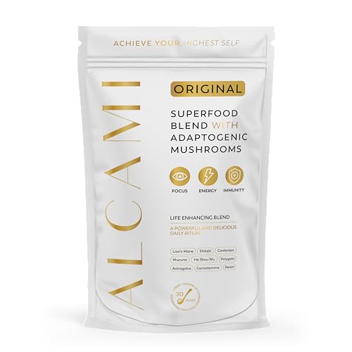 alcami elements Mushroom Coffee Alternative, Superfood Blend, 10X Concentrated Extract with Lion’s Mane, Reishi & Cordyceps, Energy & Focus Support, Premium Supplement Powder, 30 Servings