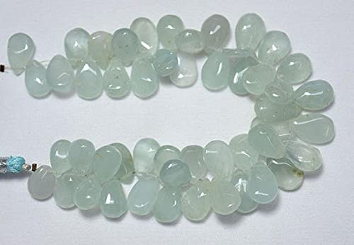 Aquamarine briolettes LKBEADS en poire lisse pour des bijoux sans accroche sur les textiles