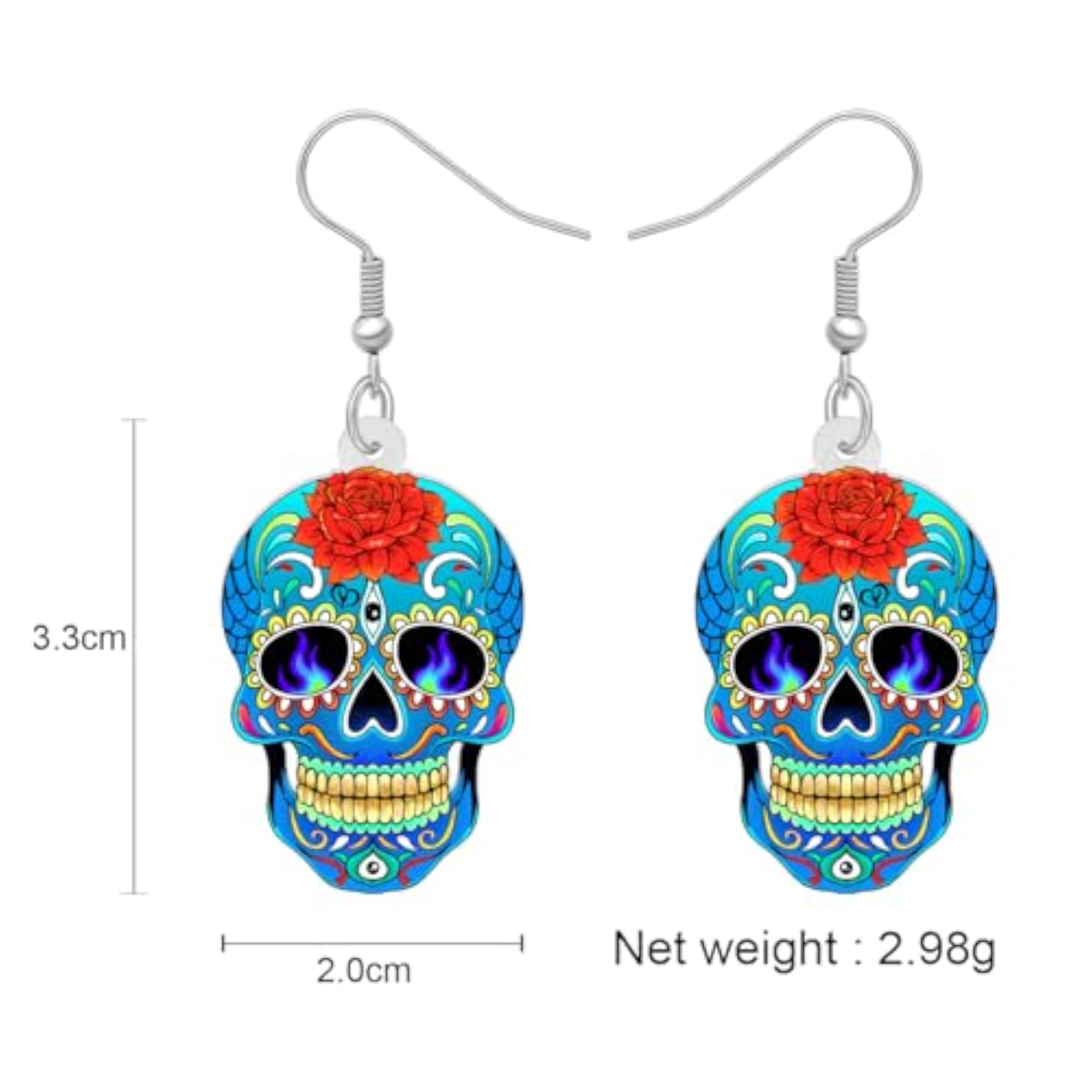 Women's Acrylic Drop Dangle Skeleton Skull Earrings, Novelty