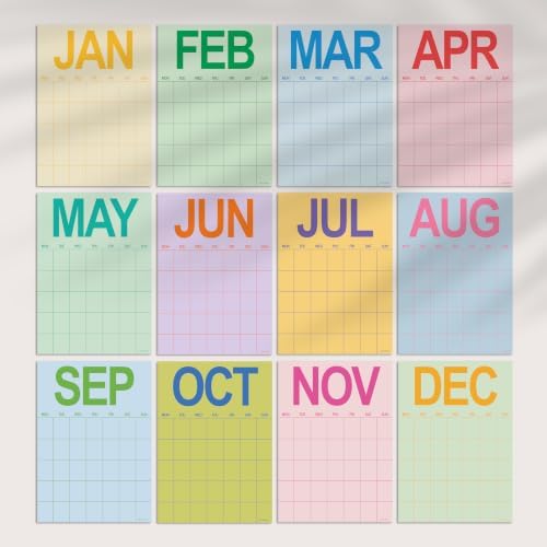 Dry Erase Wall Calendar – A3 Undated, 12 Monthly Prints, Reusable