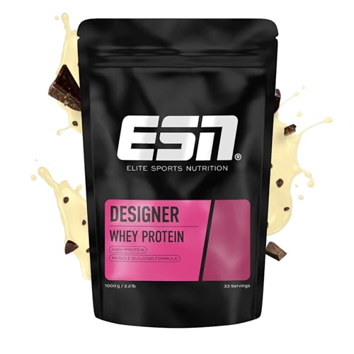 ESN Premium Designer Whey Protein Pulver, Stracciatella, 1 kg, bis zu 23 g Protein pro Portion, ideal zum Muskelaufbau und -erhalt - made in Germany