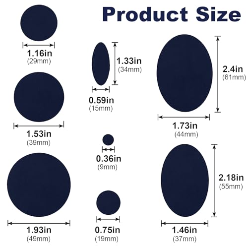 SmallCat 16 peças de adesivos de reparo de jaqueta azul marinho, adesivos de nylon autoadesivos, ade