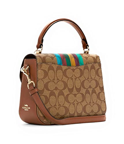 Coach Marlie Top Handle Leather Crossbody Satchel In Colorblock (Im/Khaki Multi) #TOP1