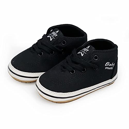 Gaisummi Unisex Baby Girls Boys Shoes Infant Canvas Sneakers Anti-Slip Rubber Sole Newborn Crib Shoes Toddler Outdoor Athletic First Walkers(B/Black, 12-18Months) #TOP4